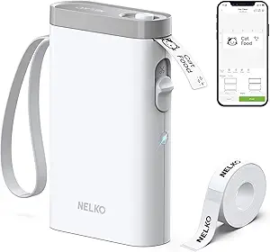 Nelko Label Maker Machine with Tape, P21 Bluetooth Label Printer, Wireless Mini Label Makers with Multiple Templates for Organizing Office Home, White, 1 Pack