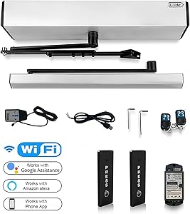 Olideauto Smart WiFi APP Control Automatic Door Opener,WiFi Built in Receiver Olide-510FW,Compatible for Alexa,Google Assistant Voice Control Auto Door with Wireless Push Panels